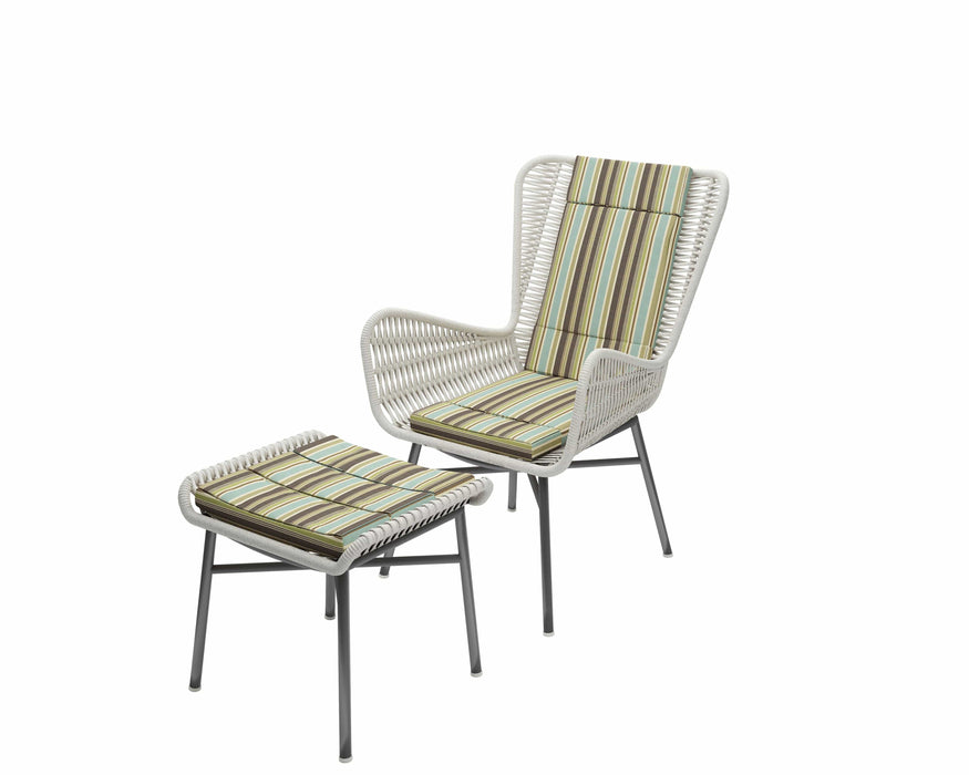 Samuel Rattan Armchair and Ottoman Samar Imports, LLC Stripe Cushions